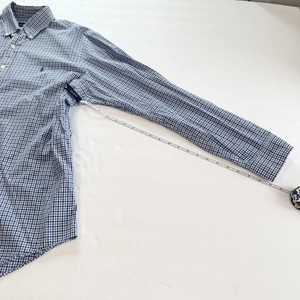 Polo Ralph Lauren Blue Check Cotton Oxford Button Down Shirt Size XL‎